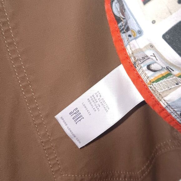 SPOKE Men’s Beige Stretch Cotton Pants Size 37 Fives Build C - Picture 7 of 8